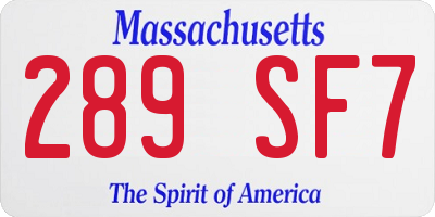 MA license plate 289SF7