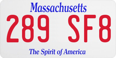 MA license plate 289SF8