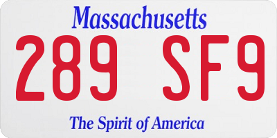 MA license plate 289SF9
