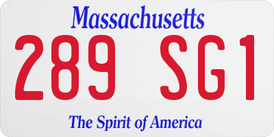 MA license plate 289SG1