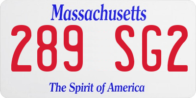 MA license plate 289SG2