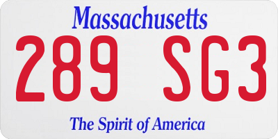 MA license plate 289SG3