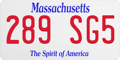 MA license plate 289SG5