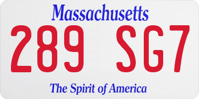 MA license plate 289SG7