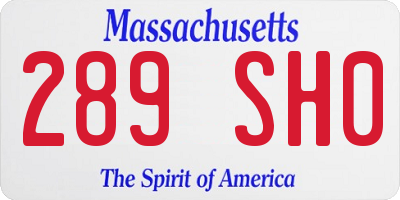 MA license plate 289SH0