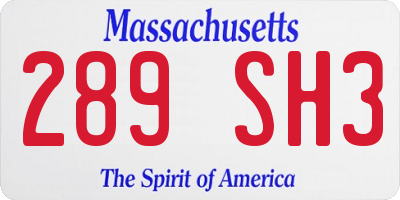 MA license plate 289SH3