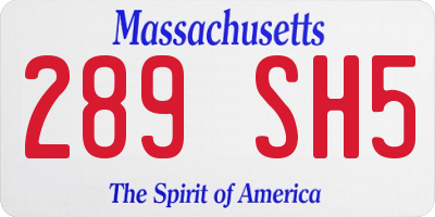 MA license plate 289SH5