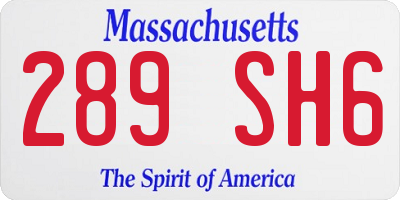 MA license plate 289SH6