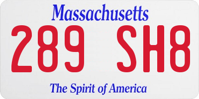 MA license plate 289SH8