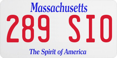 MA license plate 289SI0
