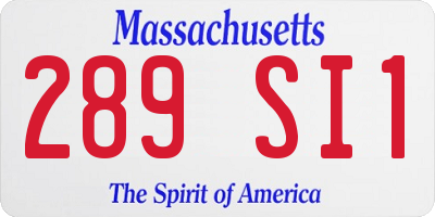 MA license plate 289SI1