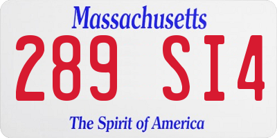 MA license plate 289SI4