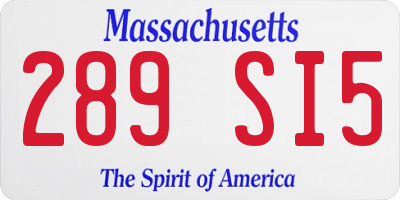 MA license plate 289SI5