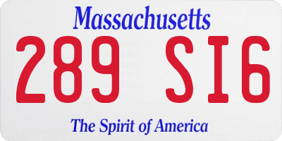 MA license plate 289SI6