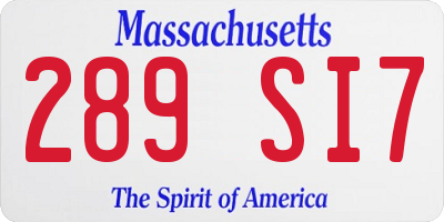 MA license plate 289SI7