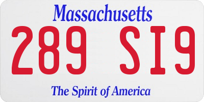MA license plate 289SI9