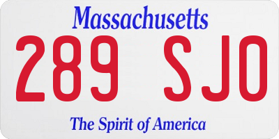 MA license plate 289SJ0