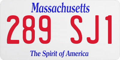 MA license plate 289SJ1