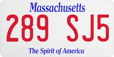 MA license plate 289SJ5