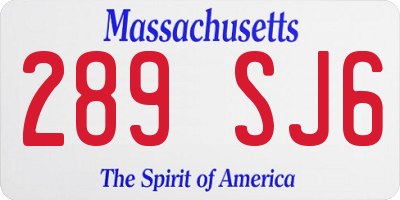 MA license plate 289SJ6