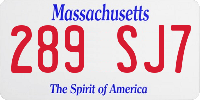 MA license plate 289SJ7