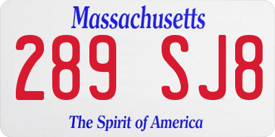 MA license plate 289SJ8
