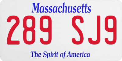 MA license plate 289SJ9