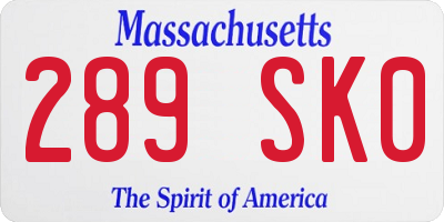 MA license plate 289SK0