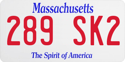 MA license plate 289SK2