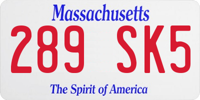 MA license plate 289SK5
