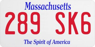 MA license plate 289SK6