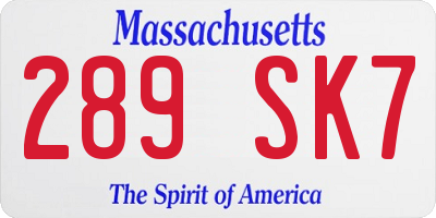 MA license plate 289SK7