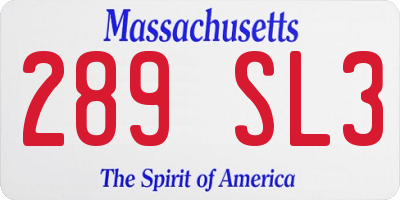 MA license plate 289SL3
