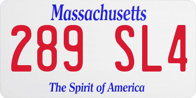 MA license plate 289SL4