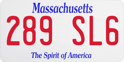 MA license plate 289SL6