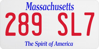 MA license plate 289SL7