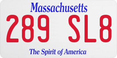 MA license plate 289SL8