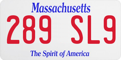 MA license plate 289SL9