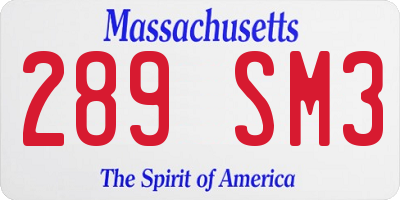 MA license plate 289SM3