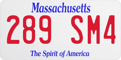 MA license plate 289SM4