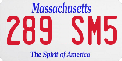 MA license plate 289SM5