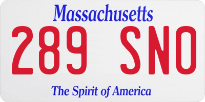 MA license plate 289SN0