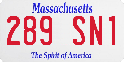 MA license plate 289SN1