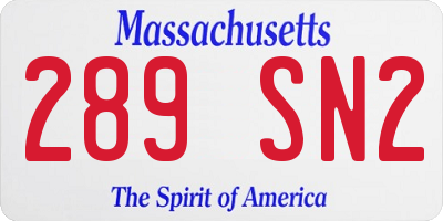 MA license plate 289SN2