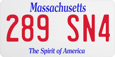 MA license plate 289SN4
