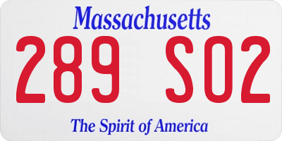 MA license plate 289SO2