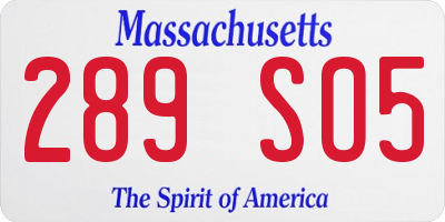 MA license plate 289SO5