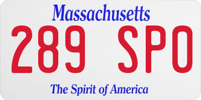 MA license plate 289SP0