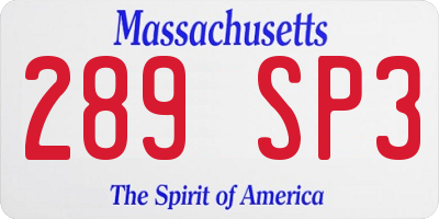 MA license plate 289SP3