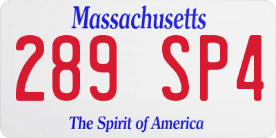 MA license plate 289SP4